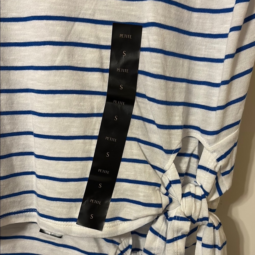 NWT Banana Republic Blue White Sleeveless Tee with Tie Front - Picture 4 of 12